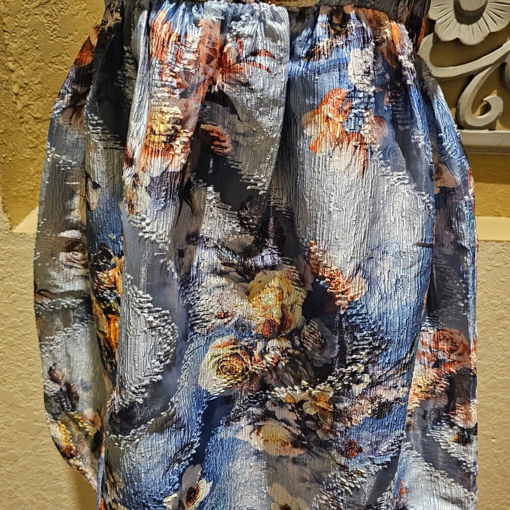 Storia Floral Jacquard Mini Dress S One Shoulder Bow Fit & Flare NWT Cottagecore - Picture 15 of 15
